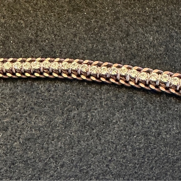 Stella & Dot vintage copper cup chain bracelet with pink rhinestones - Picture 8 of 10